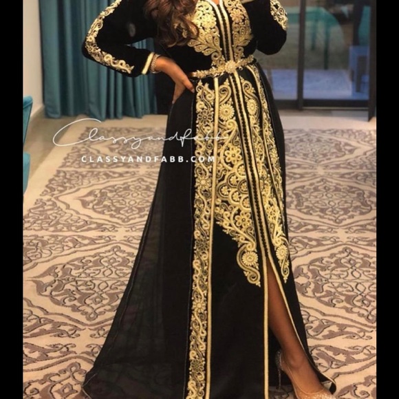 classy & fabb Dresses & Skirts - Black and gold Moroccan kaftan